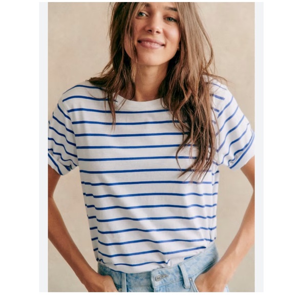 Sezane Tops - Sezane Conrad Crew Neck Short Sleeve Shirt Size Medium